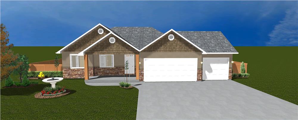 Front View of this 3-Bedroom, 1667 Sq Ft Plan - 187-1020