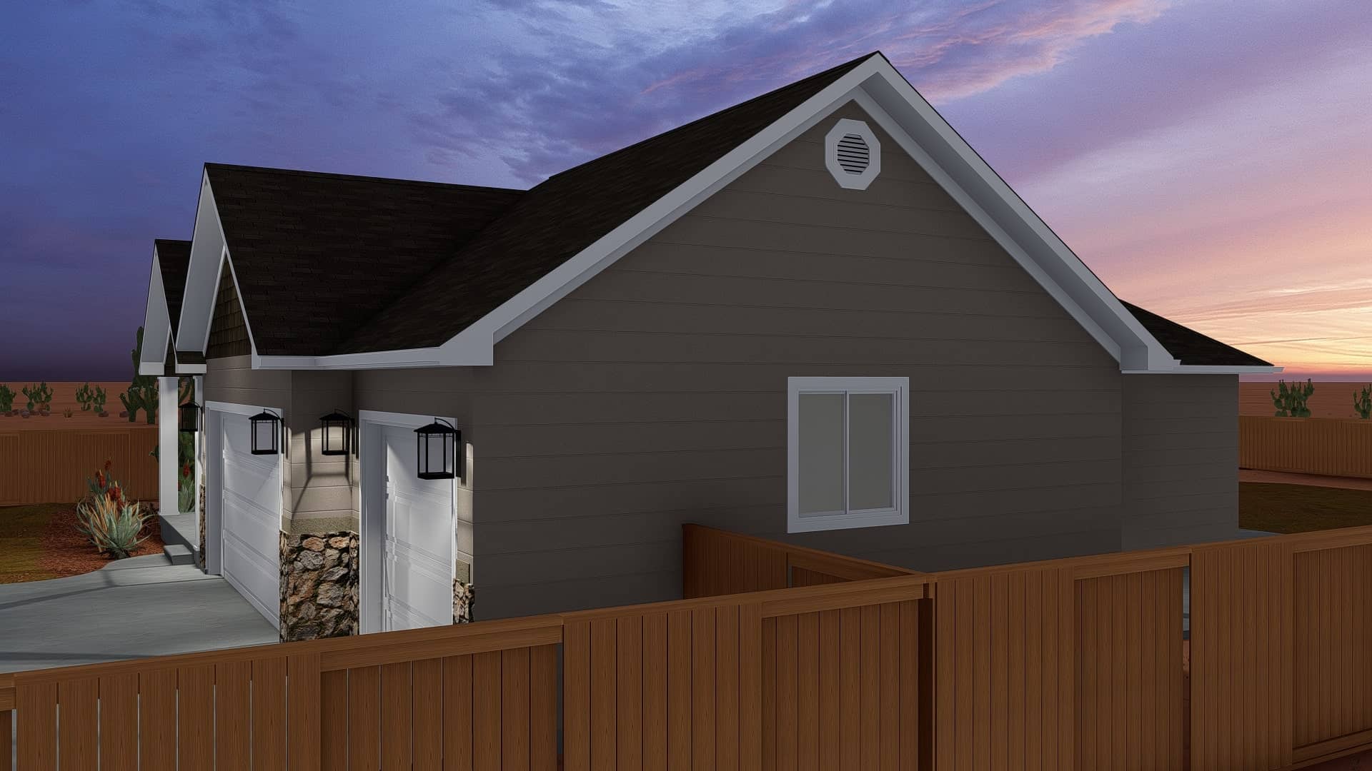 Side View of this 3-Bedroom, 1667 Sq Ft Plan - 187-1020
