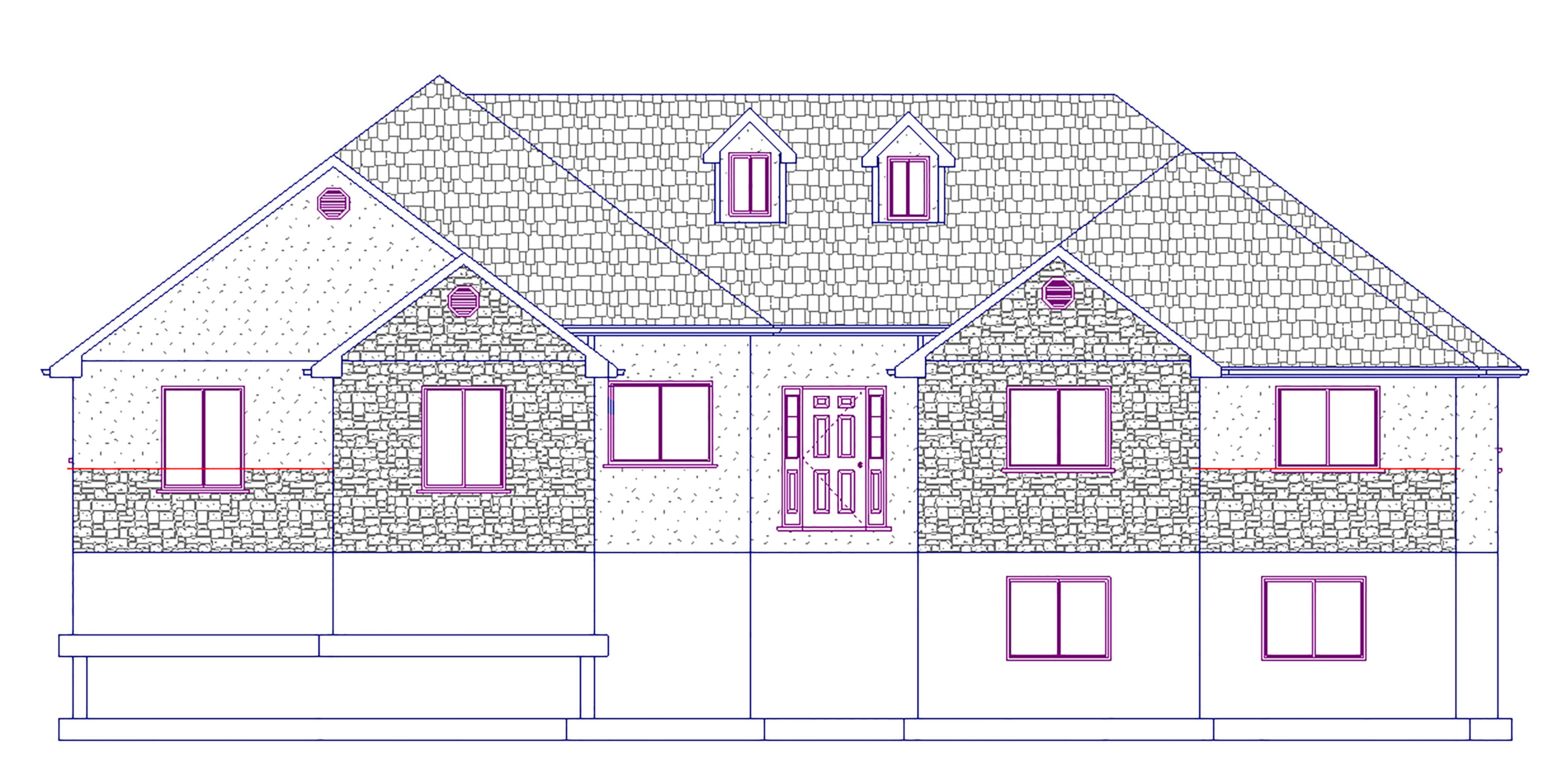 Home Plan Front Elevation of this 6-Bedroom,2406 Sq Ft Plan -187-1022