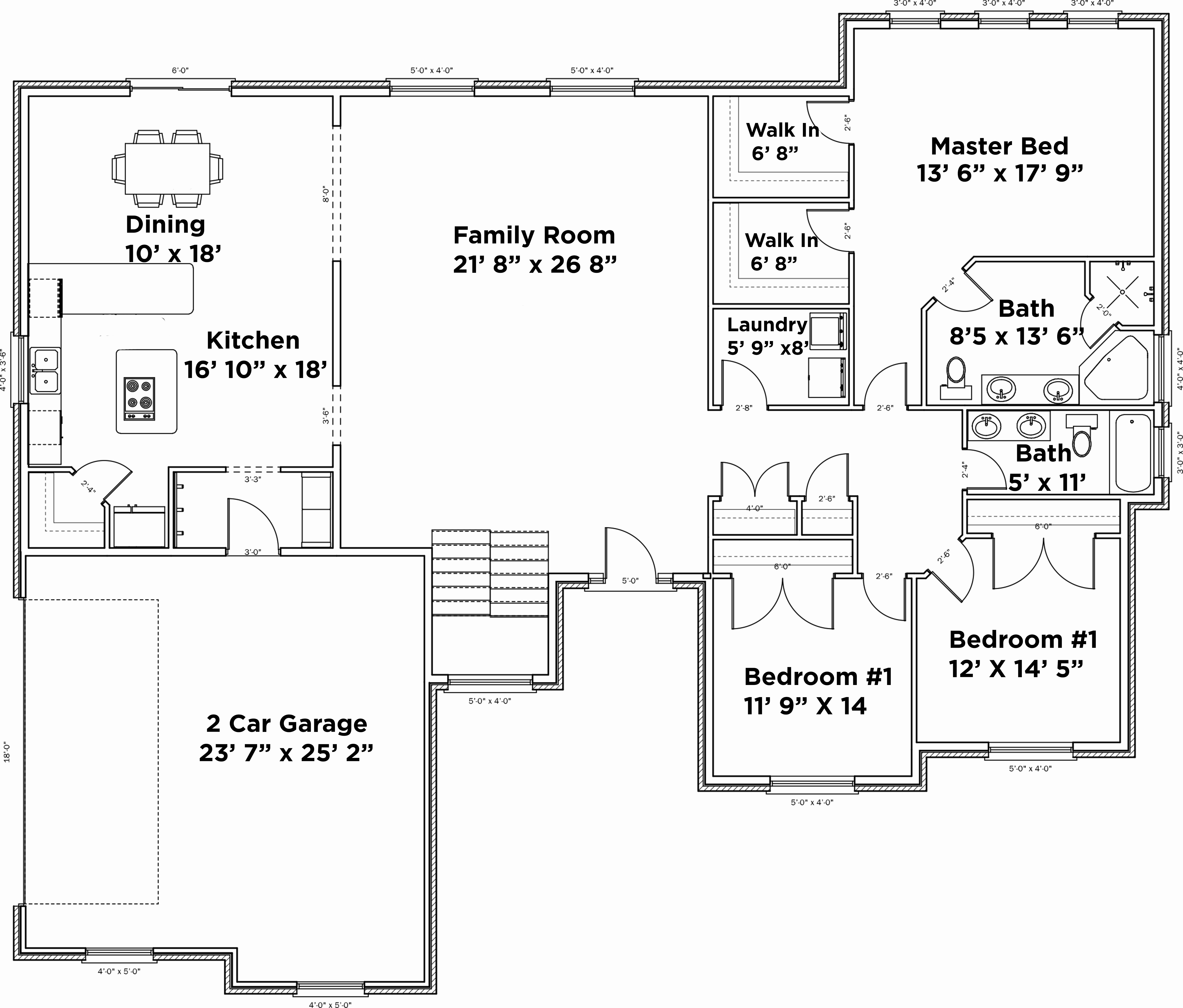 Floor Plan First Story of Traditional Plan #187-1022