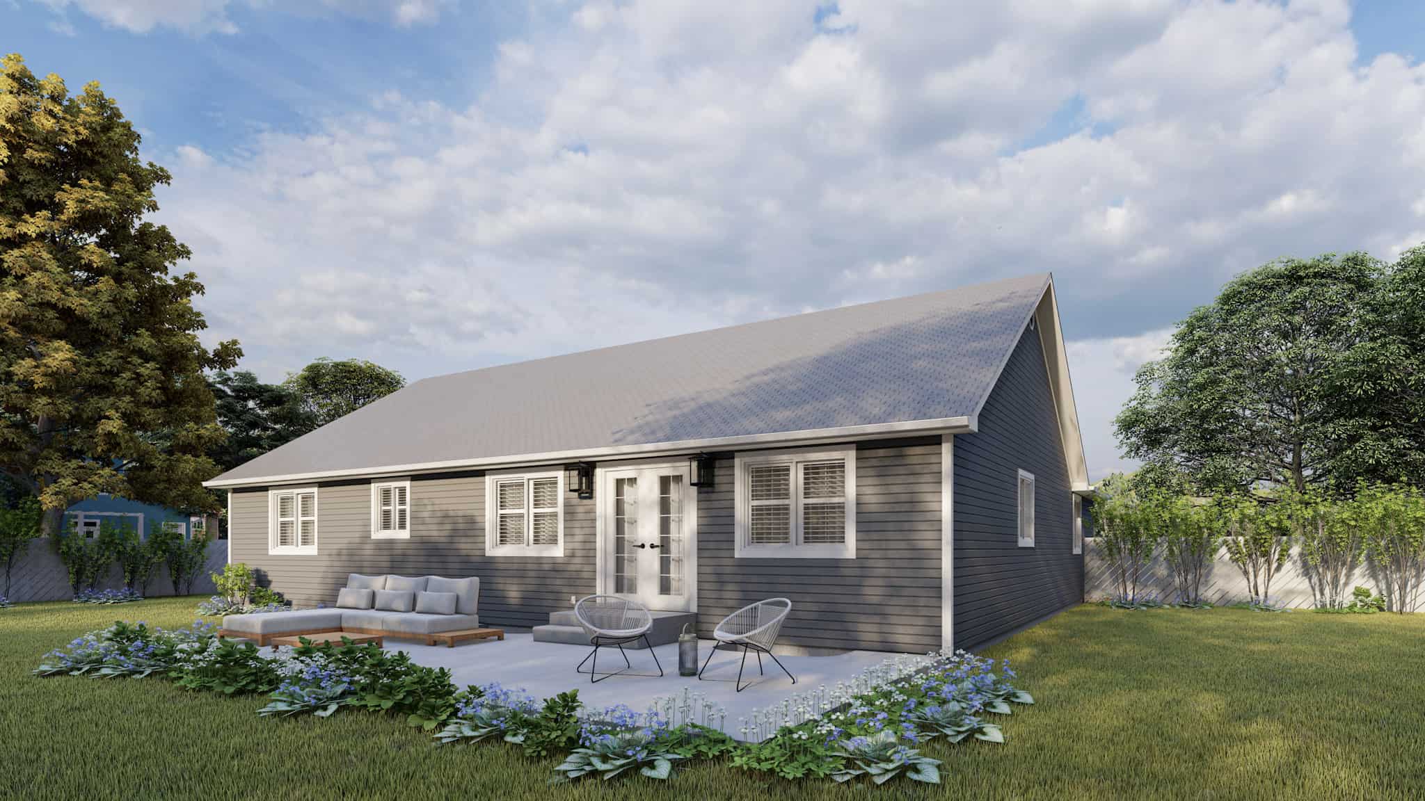 Rear View of this 3-Bedroom,1579 Sq Ft Plan -187-1023