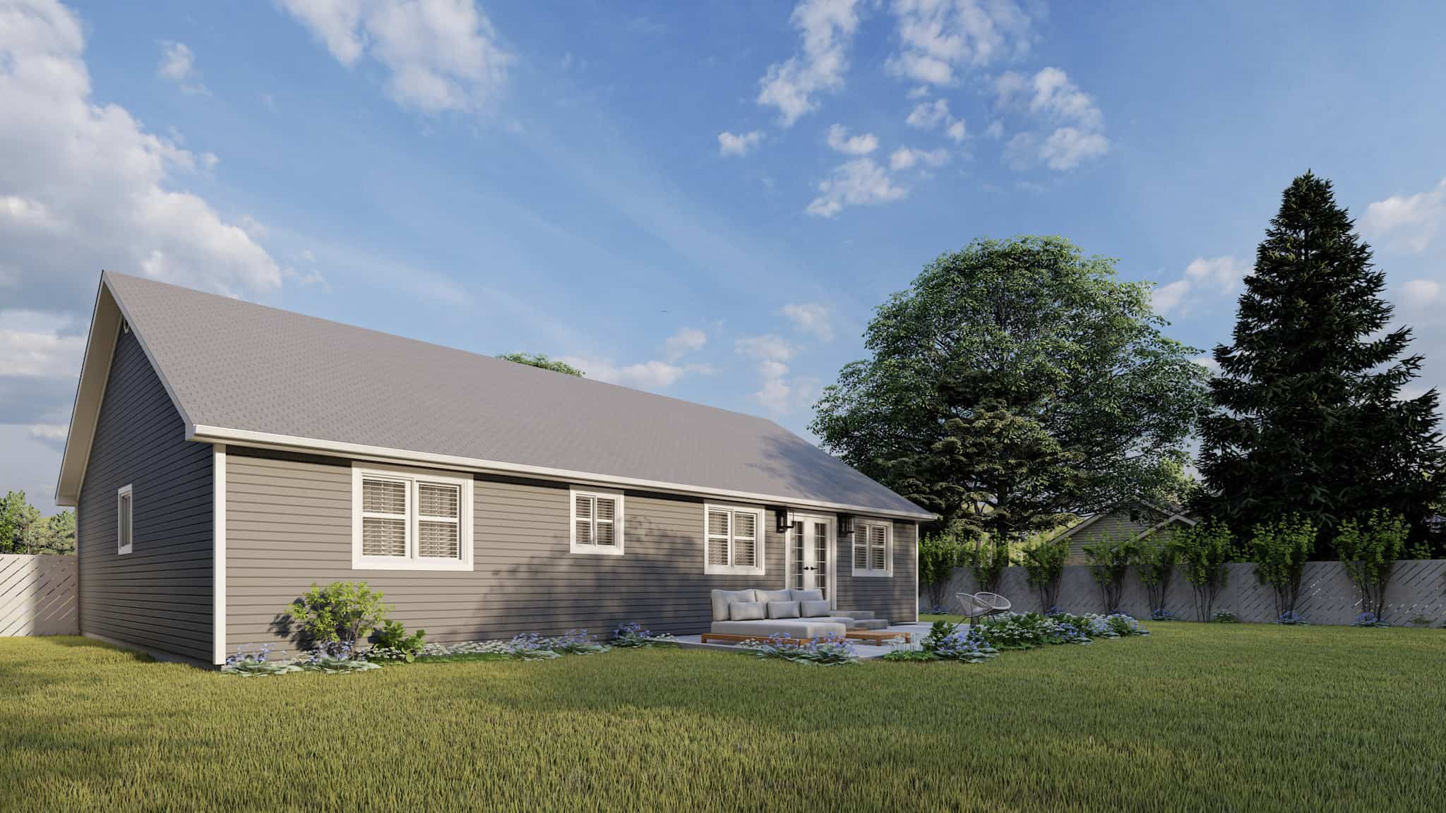 Rear View of this 3-Bedroom,1579 Sq Ft Plan -187-1023