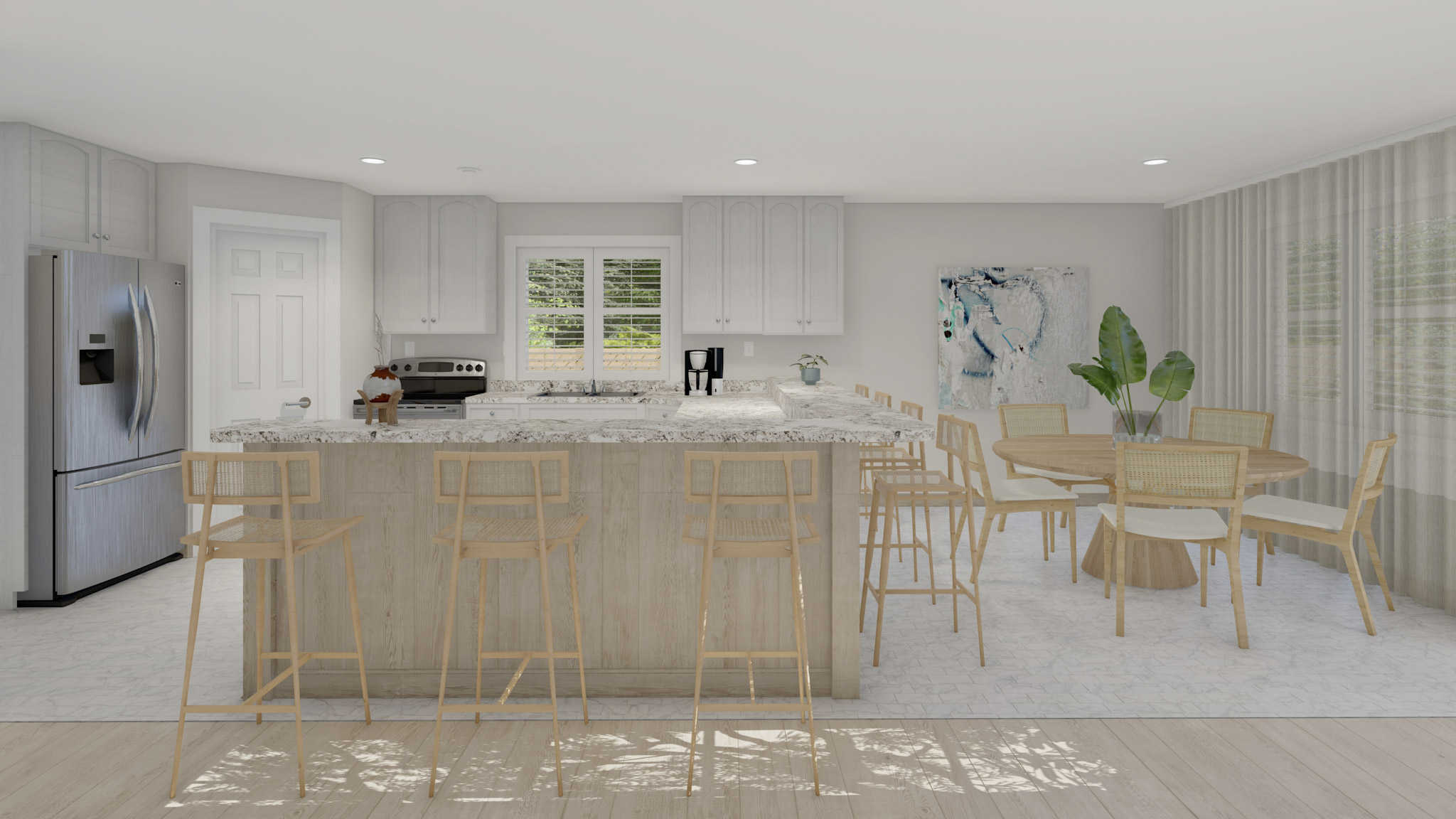 Kitchen: Breakfast Bar of this 3-Bedroom,1579 Sq Ft Plan -187-1023