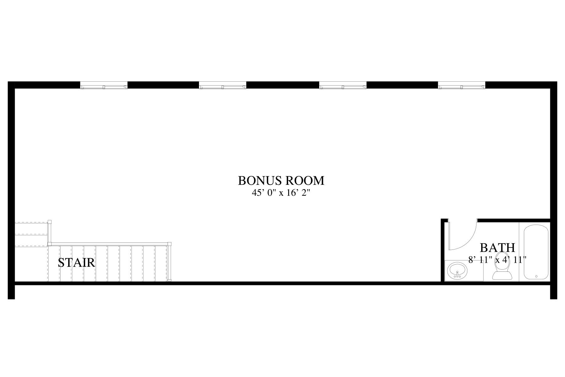 Floor Plan Bonus Room of Traditional Plan #187-1025
