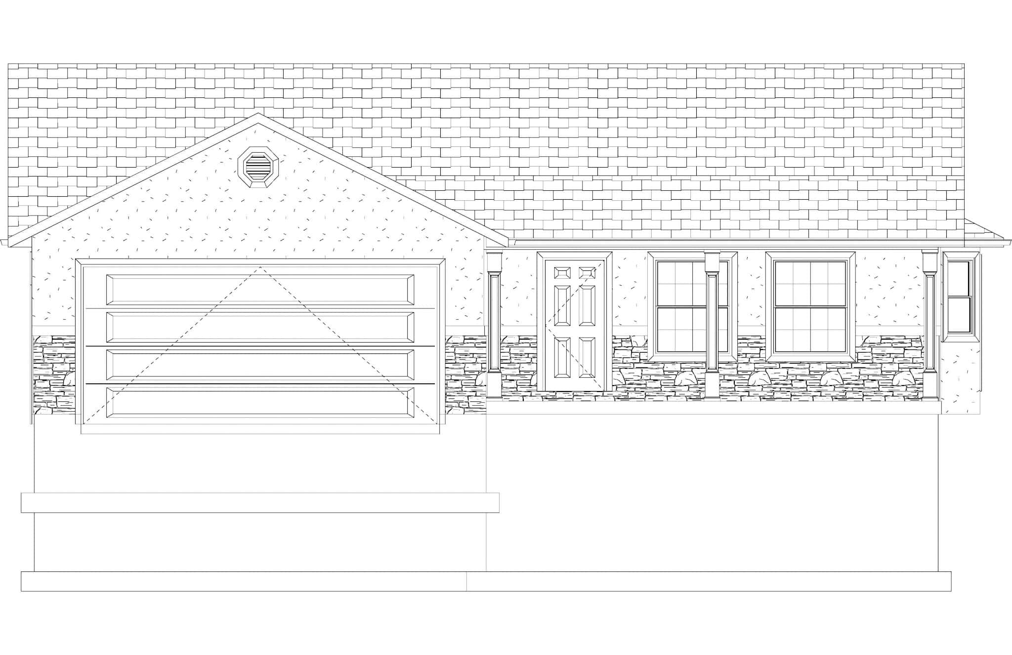 Home Plan Front Elevation of this 5-Bedroom,1462 Sq Ft Plan -187-1026