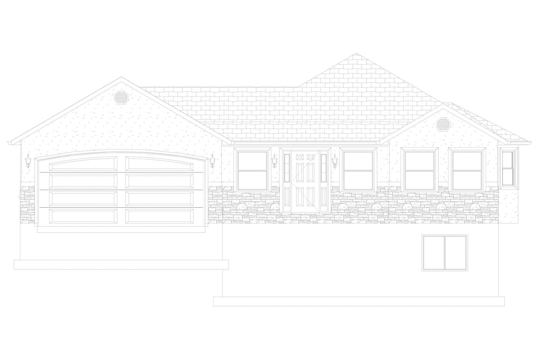 Home Plan Front Elevation of this 5-Bedroom,1570 Sq Ft Plan -187-1027