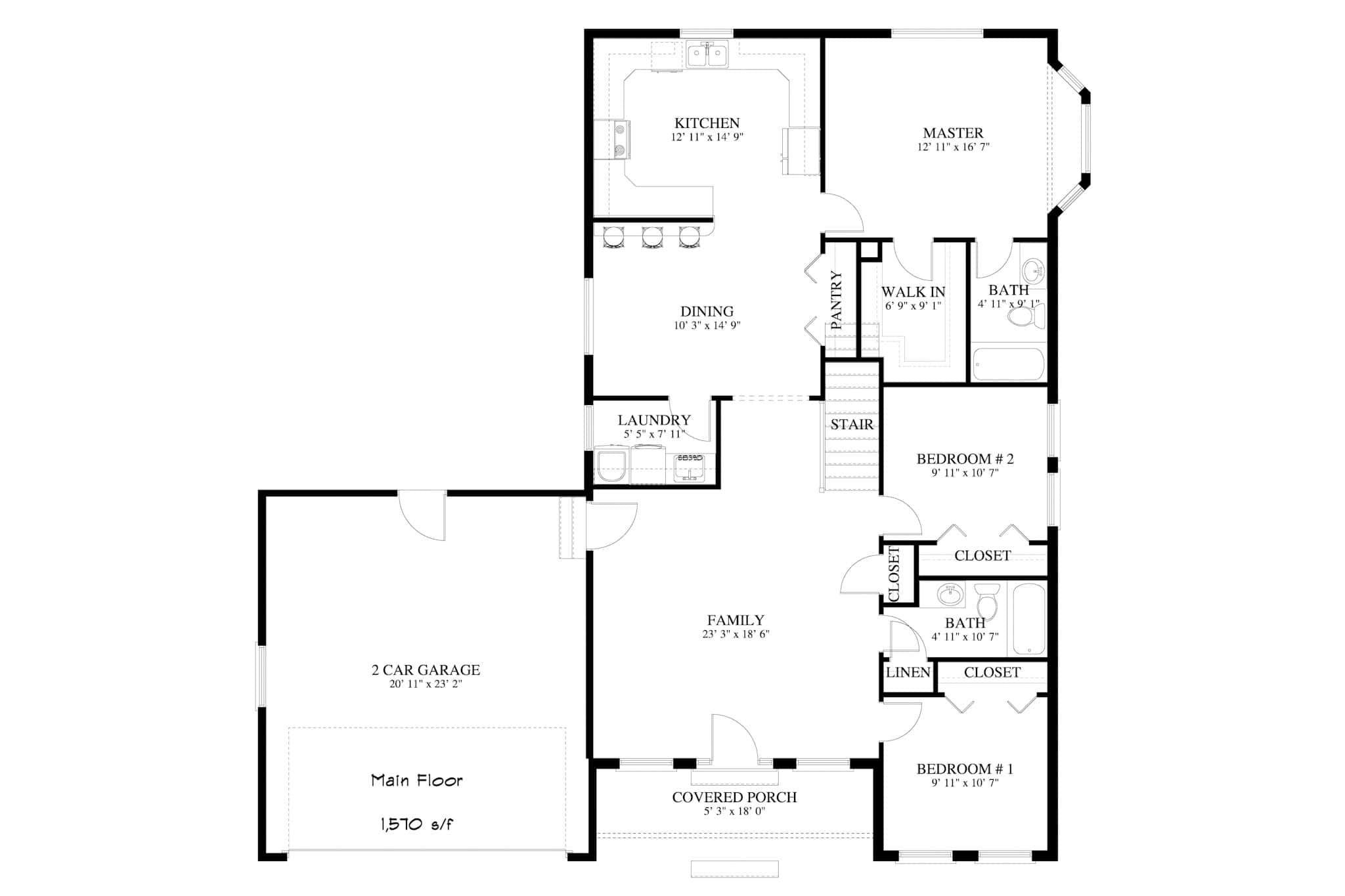 Main Level of Traditional Plan #187-1027