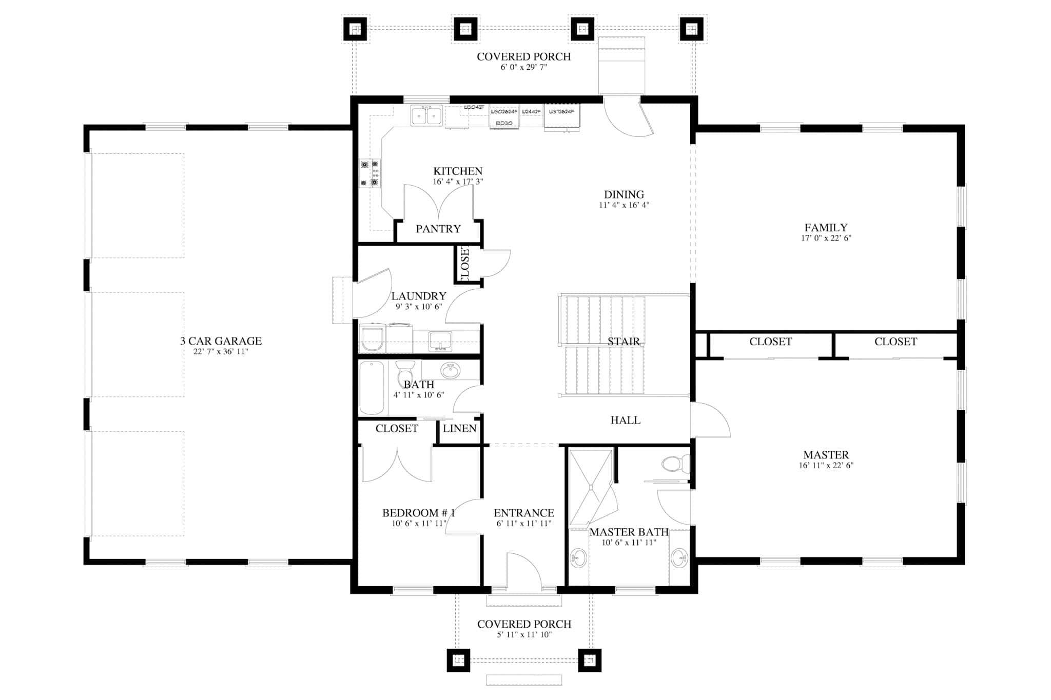 Main Level of Traditional Plan #187-1028