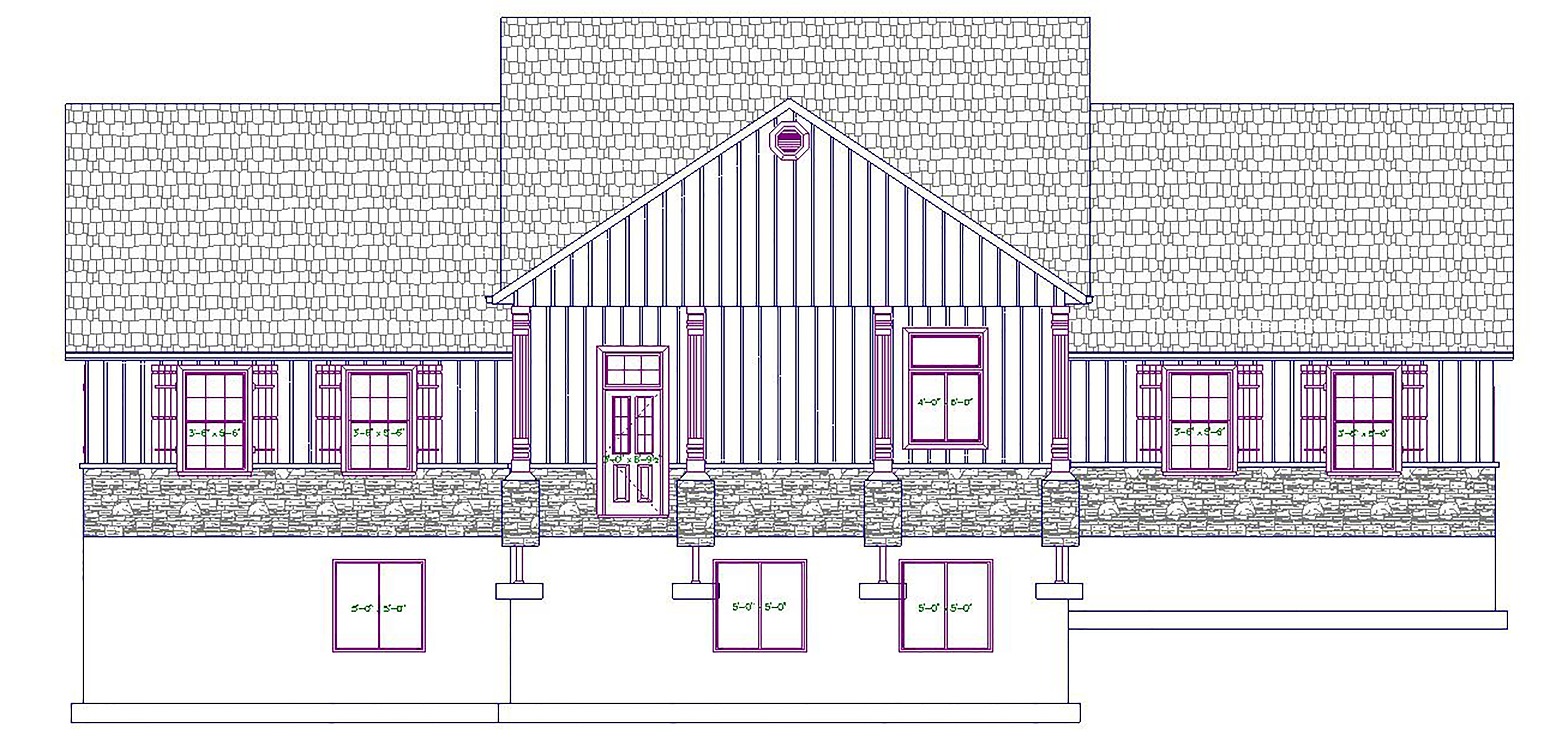 Home Plan Rear Elevation of this 4-Bedroom,2155 Sq Ft Plan -187-1028