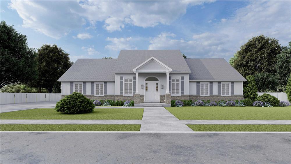 The Plan Collection: Front Elevation of Traditional House # 187-1028