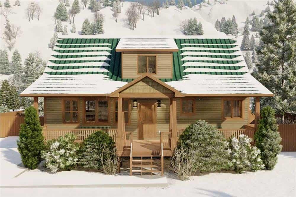 Craftsman Cabin Style House (The Plan Collection Plan #187-1029)