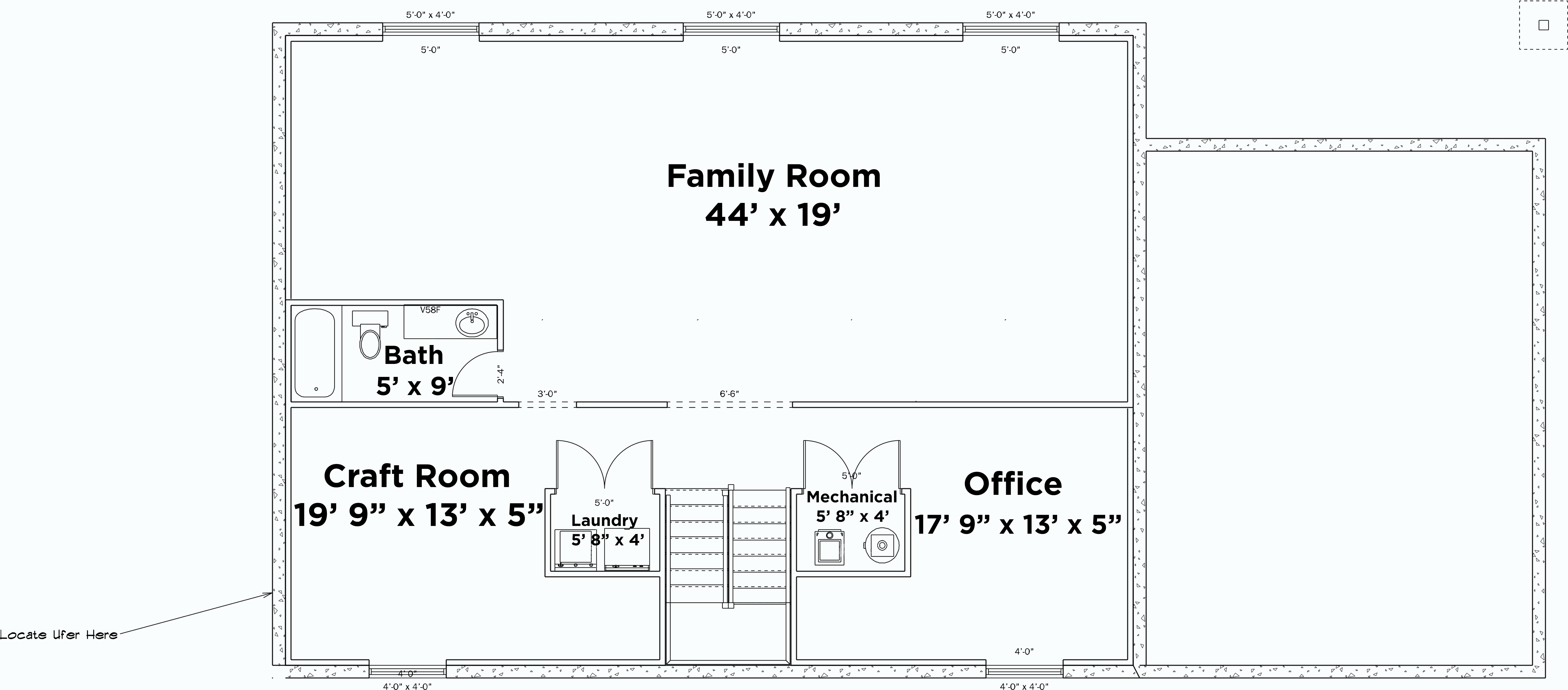Floor Plan Basement of Traditional Plan #187-1076