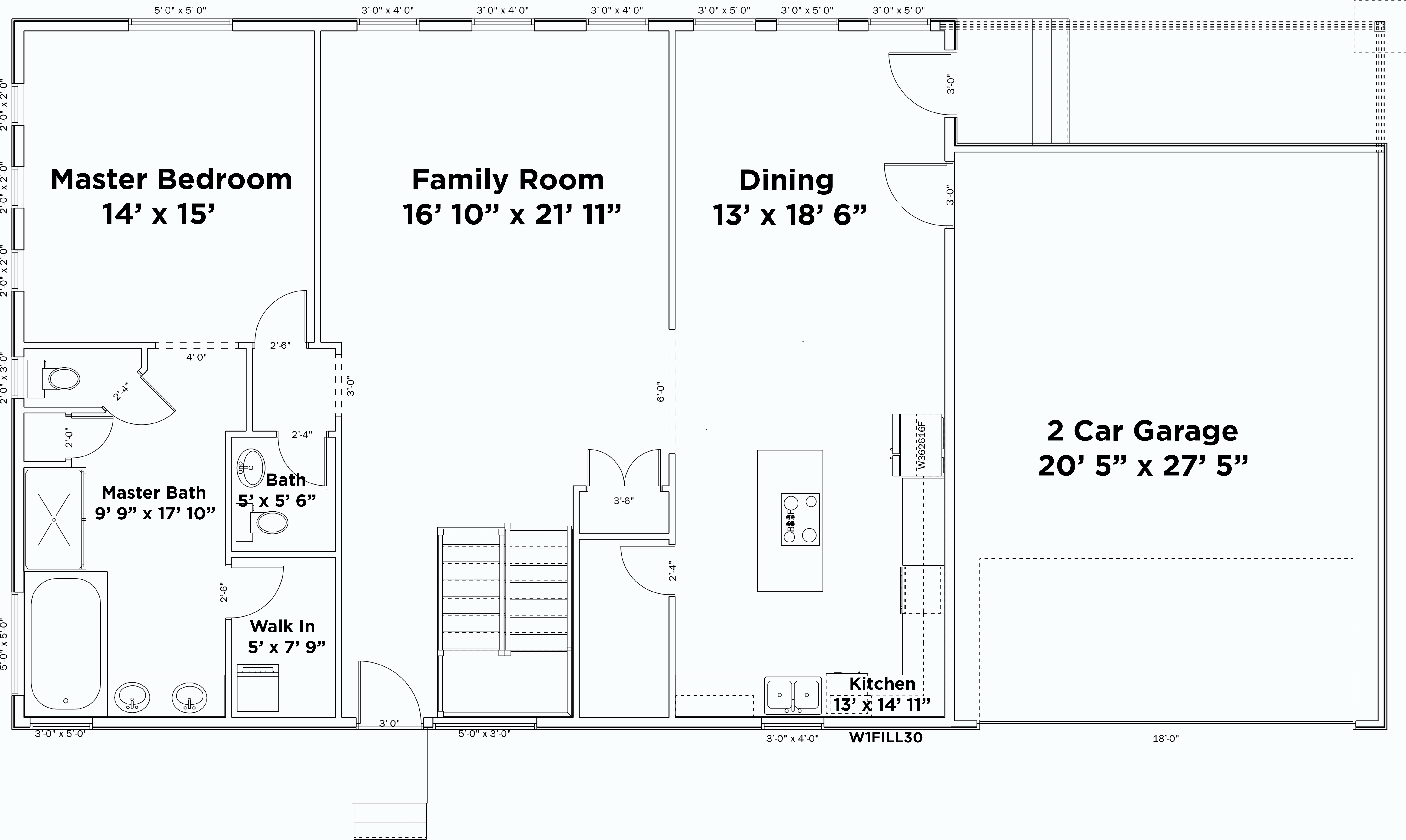 Floor Plan First Story of Traditional Plan #187-1076