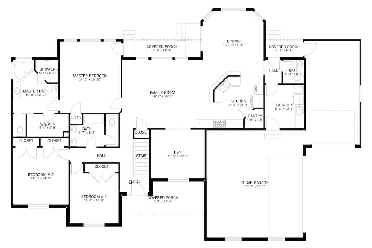 Main Level of Country Plan #187-1113