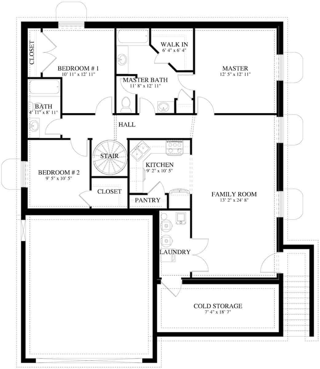 Basement of Traditional Plan #187-1120