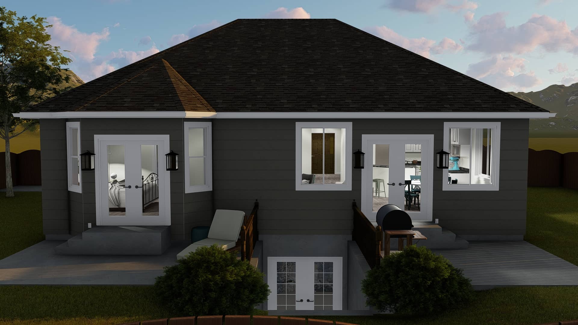 Rear View of this 5-Bedroom, 1898 Sq Ft Plan - 187-1135