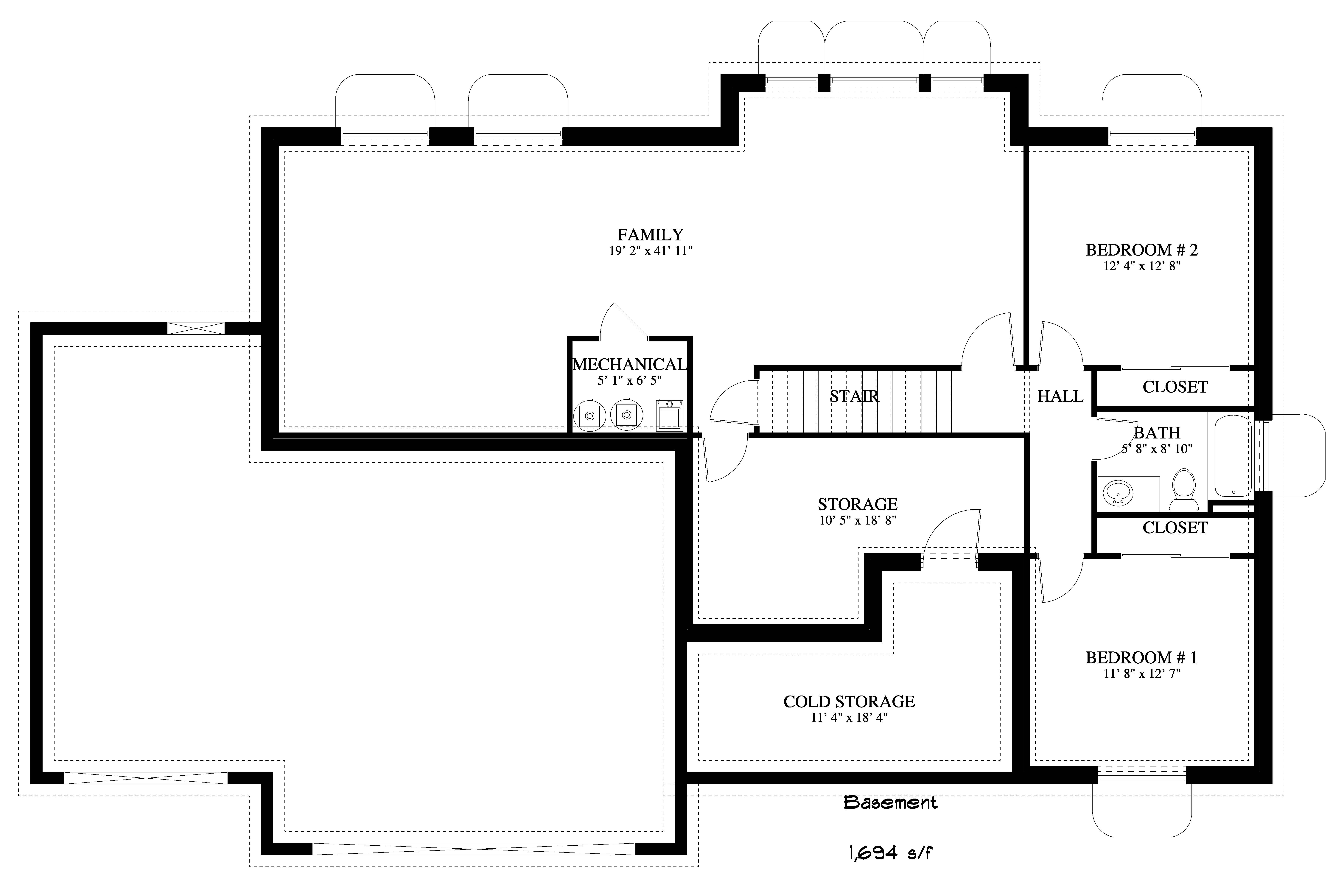 Floor Plan Basement of Farmhouse Plan #187-1139