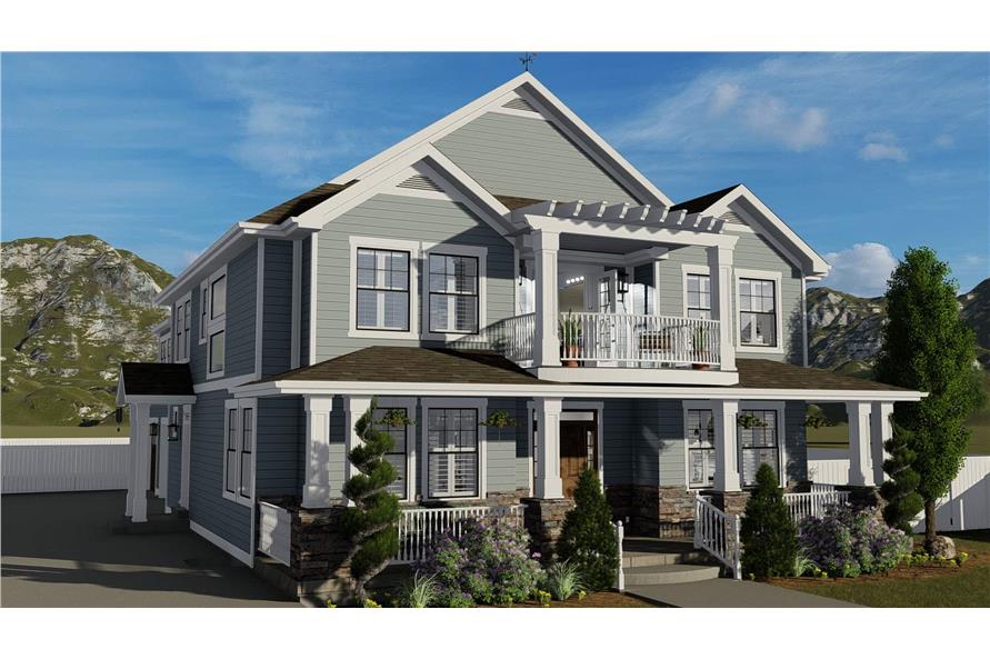 Front View of this 4-Bedroom, 3821 Sq Ft Plan - 187-1142