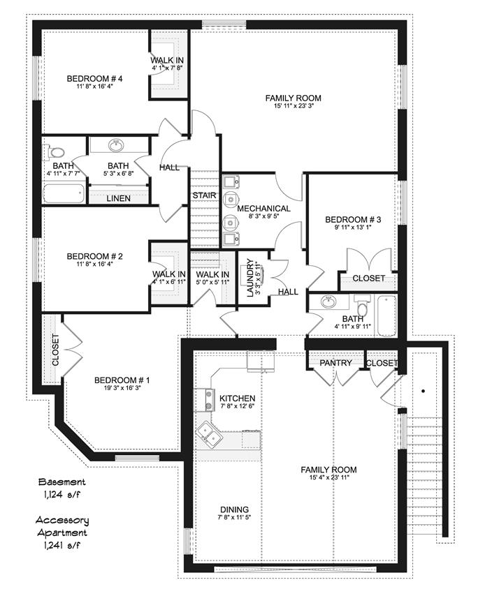 2 6 Bedroom Craftsman House Plan 4, House Plans With 2 Bedrooms In Basement