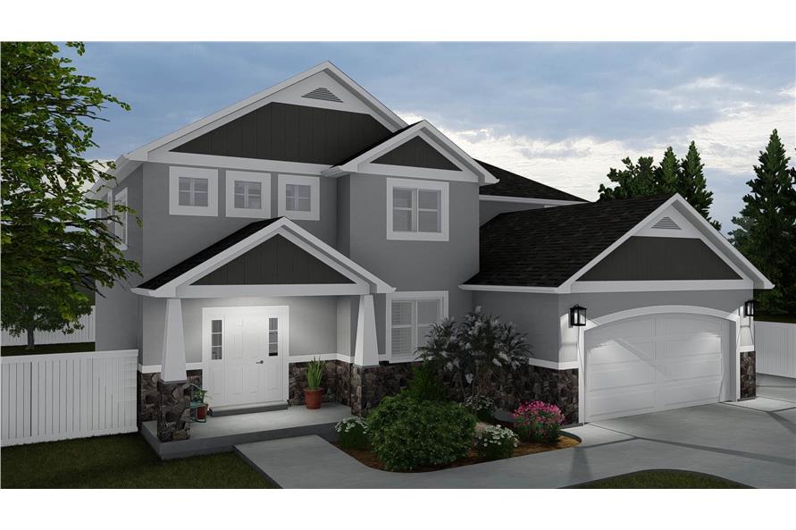 187-1150: Home Plan Rendering-Front View