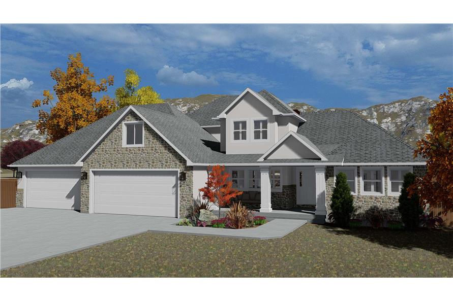Front View of this 3-Bedroom, 2084 Sq Ft Plan - 187-1152