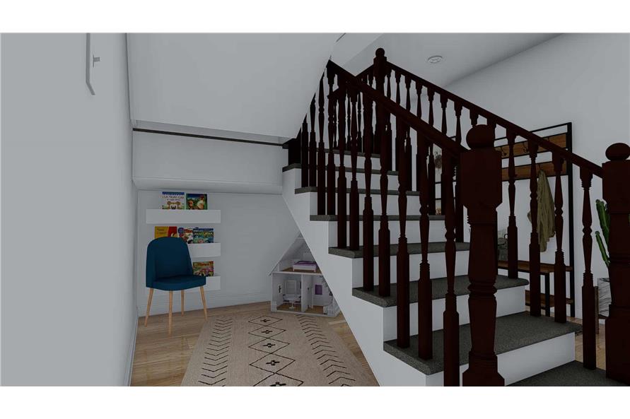 187-1162: Home Plan Rendering-Entry Hall: Staircase
