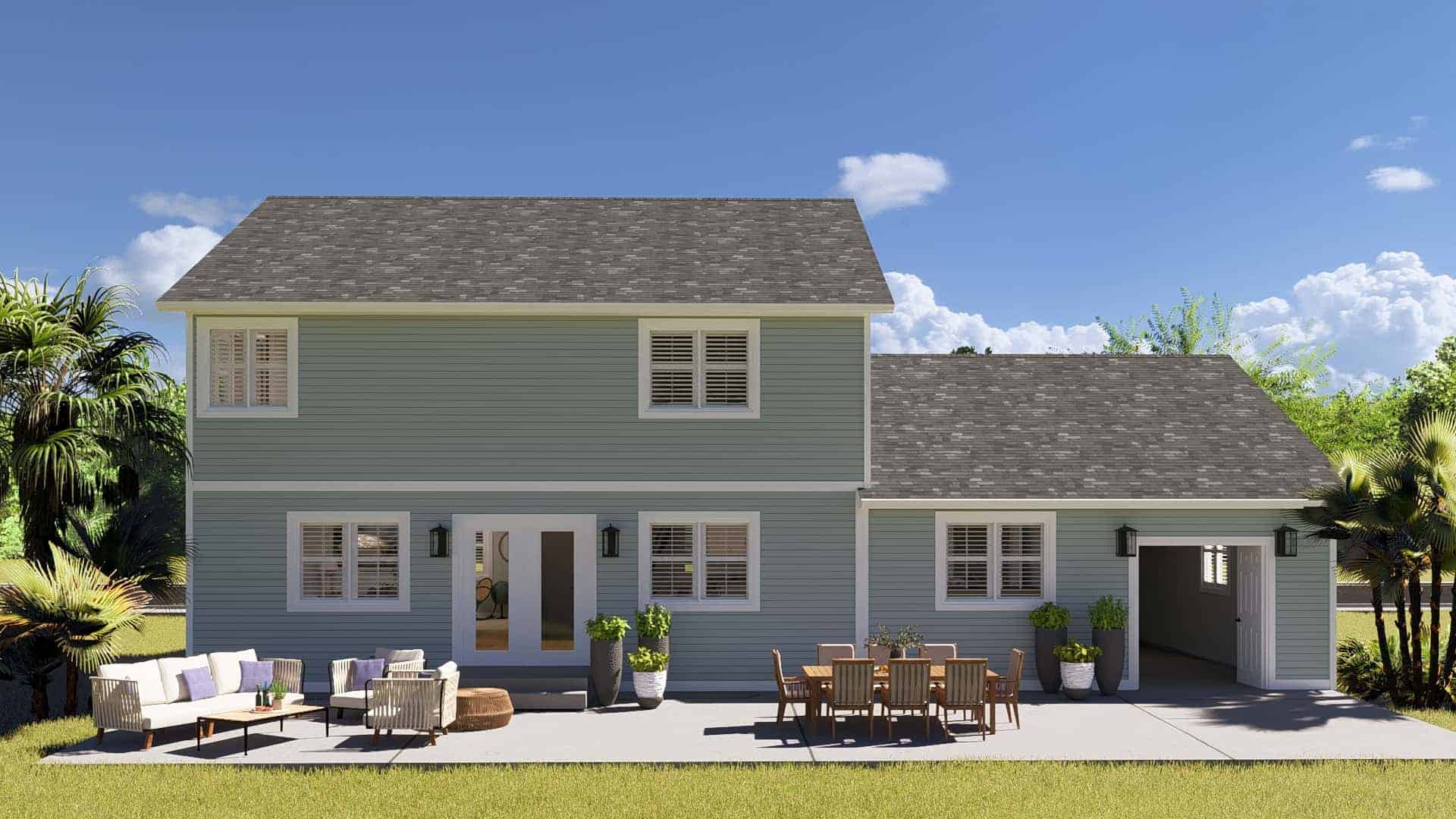 Rear View of this 5-Bedroom,2025 Sq Ft Plan -187-1181