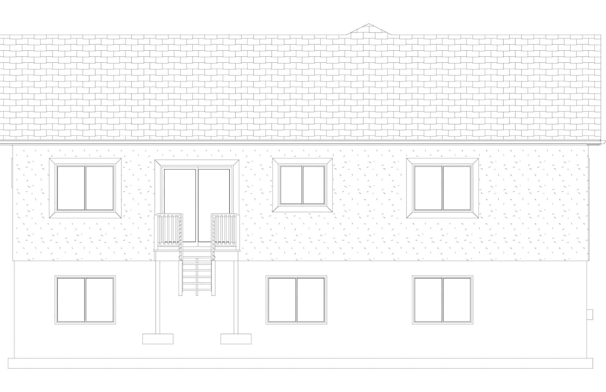 Home Plan Rear Elevation of this 5-Bedroom,1280 Sq Ft Plan -187-1182