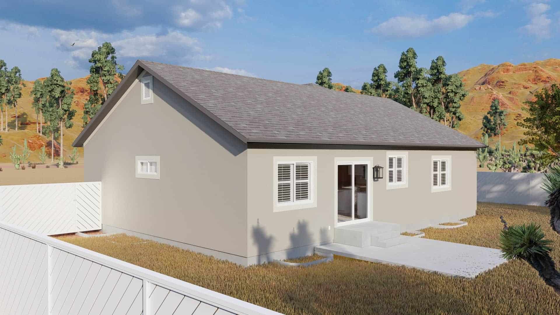 Rear View of this 5-Bedroom,1280 Sq Ft Plan -187-1182