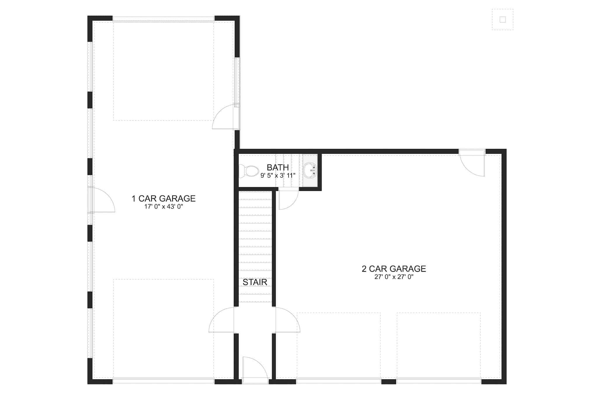 Main Level of Garage Plan #187-1189