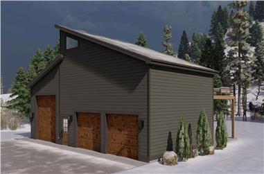 Cabin Style Garage with 3-Car, 1 Bedrm, 1688 Sq Ft | Plan #187-1189