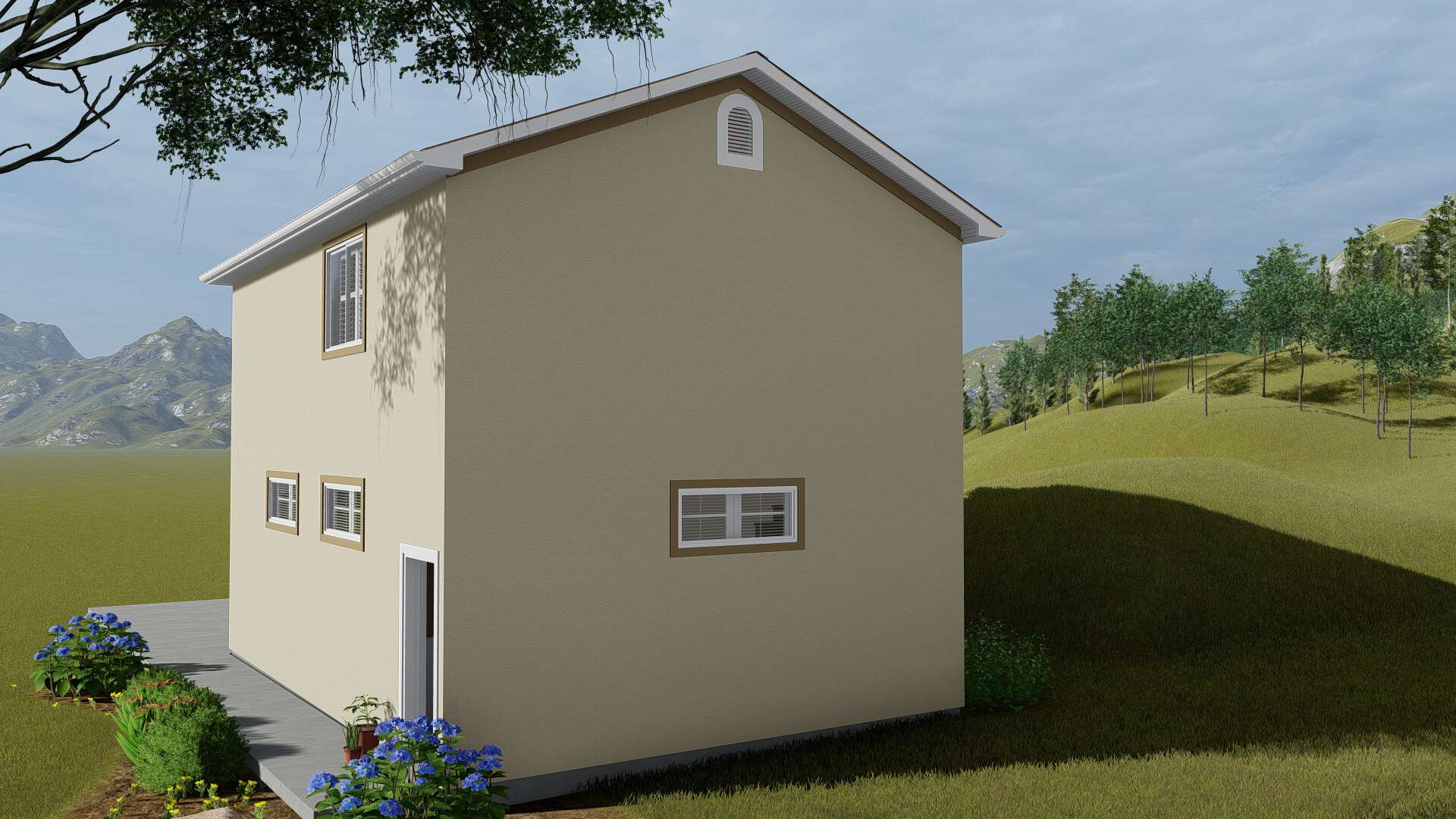 Rear View of this 1-Bedroom,643 Sq Ft Plan -187-1192