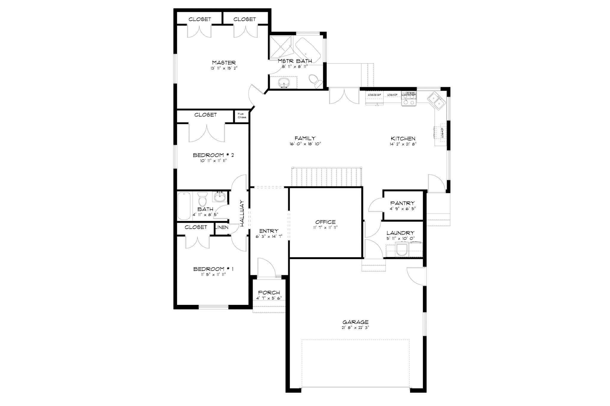 Main Level of Traditional Plan #187-1194