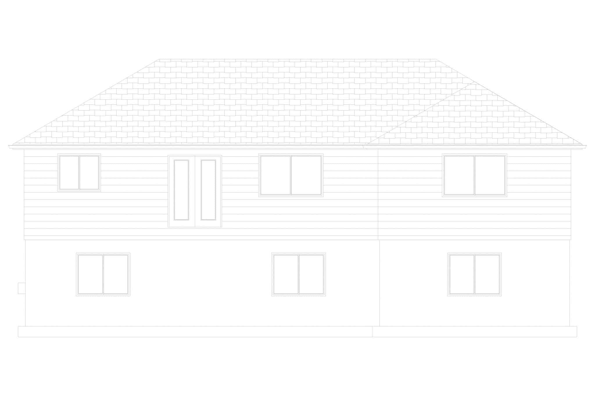 Home Plan Rear Elevation of this 5-Bedroom,1261 Sq Ft Plan -187-1196