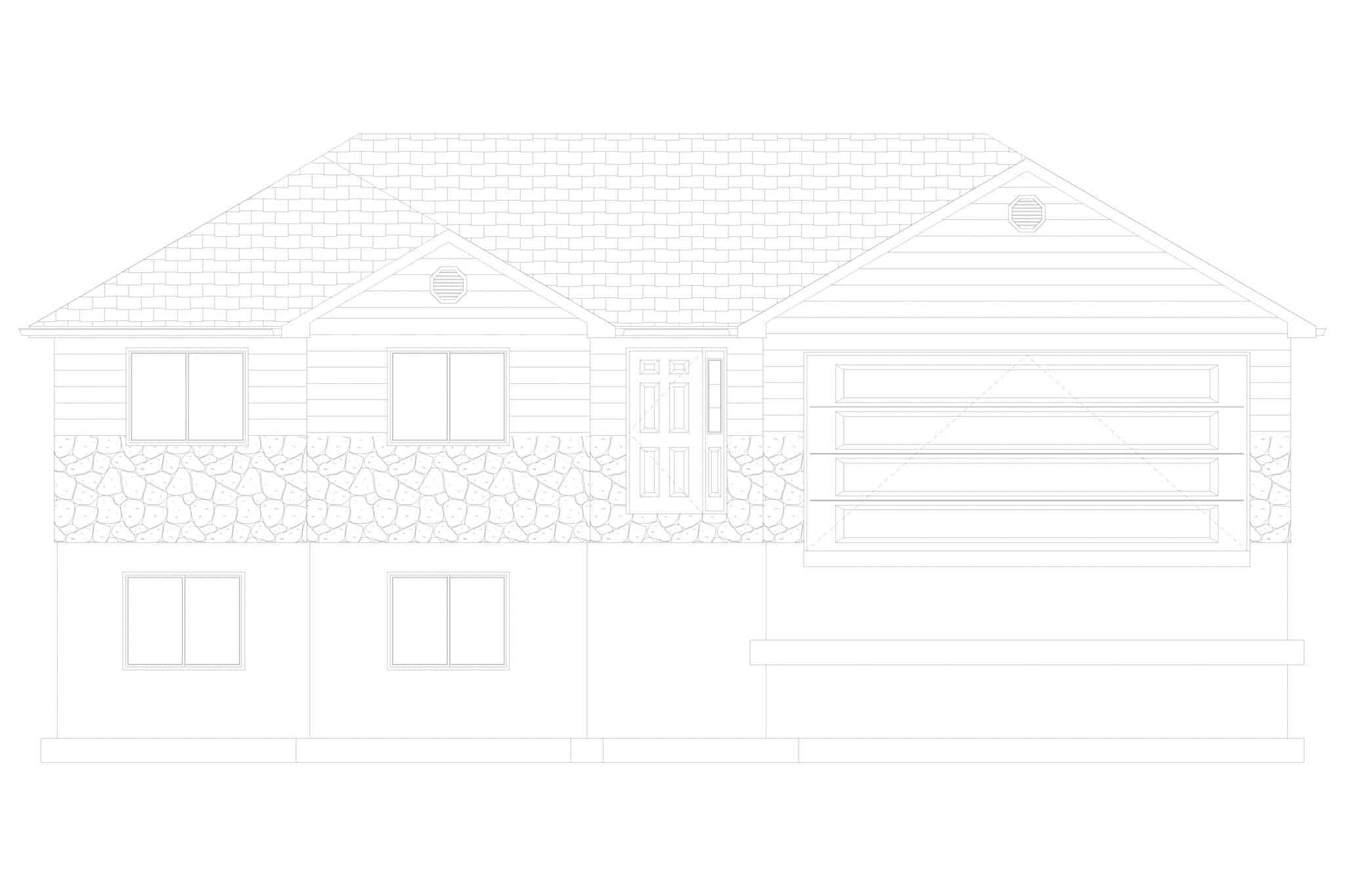 Home Plan Front Elevation of this 5-Bedroom,1261 Sq Ft Plan -187-1196