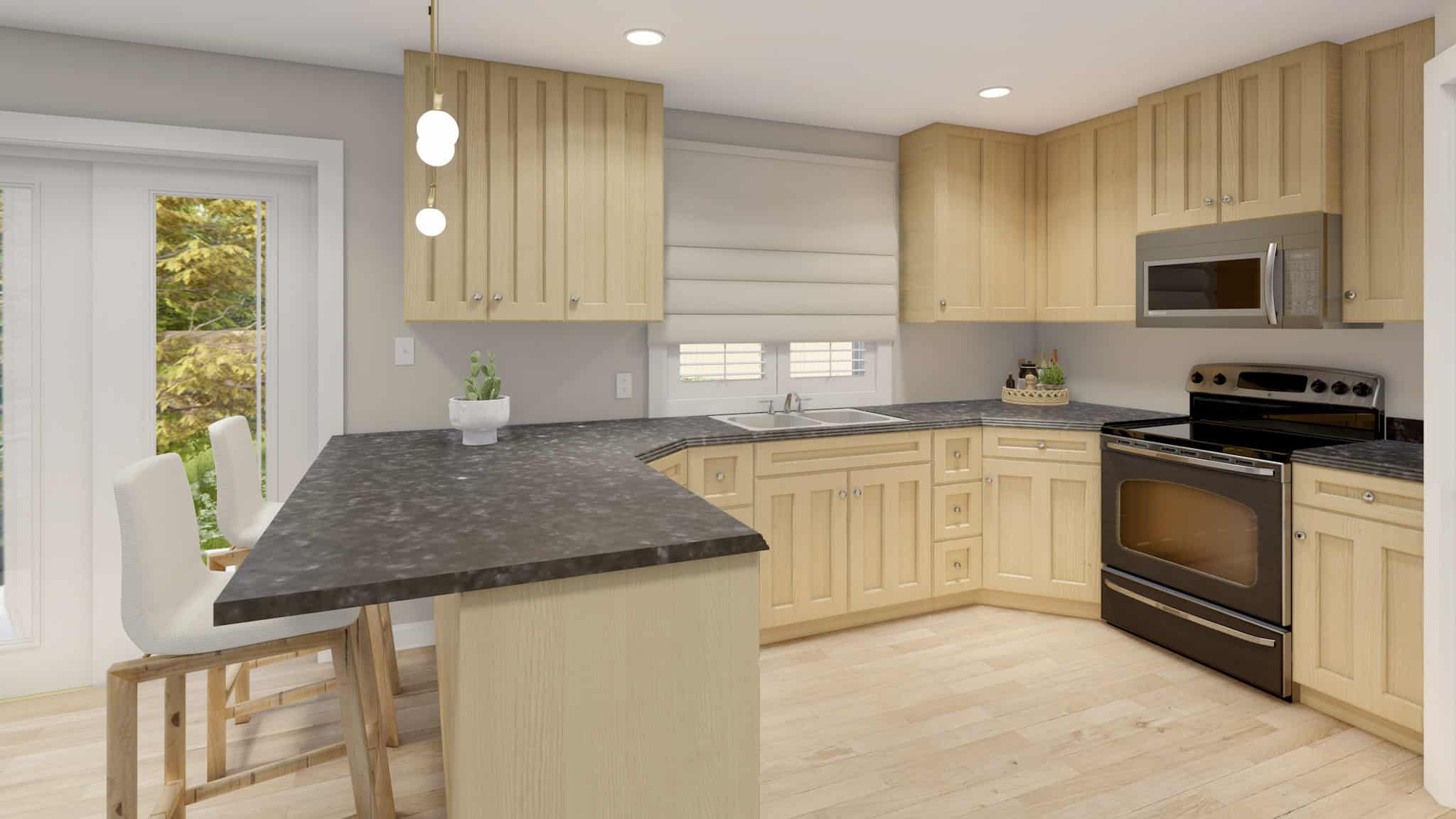 Kitchen: Breakfast Bar of this 5-Bedroom,1261 Sq Ft Plan -187-1196