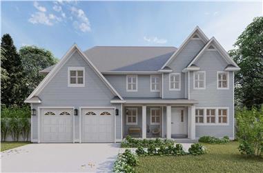 4-Bedroom, 3414 Sq Ft Transitional House Plan - 187-1197 - Front Exterior