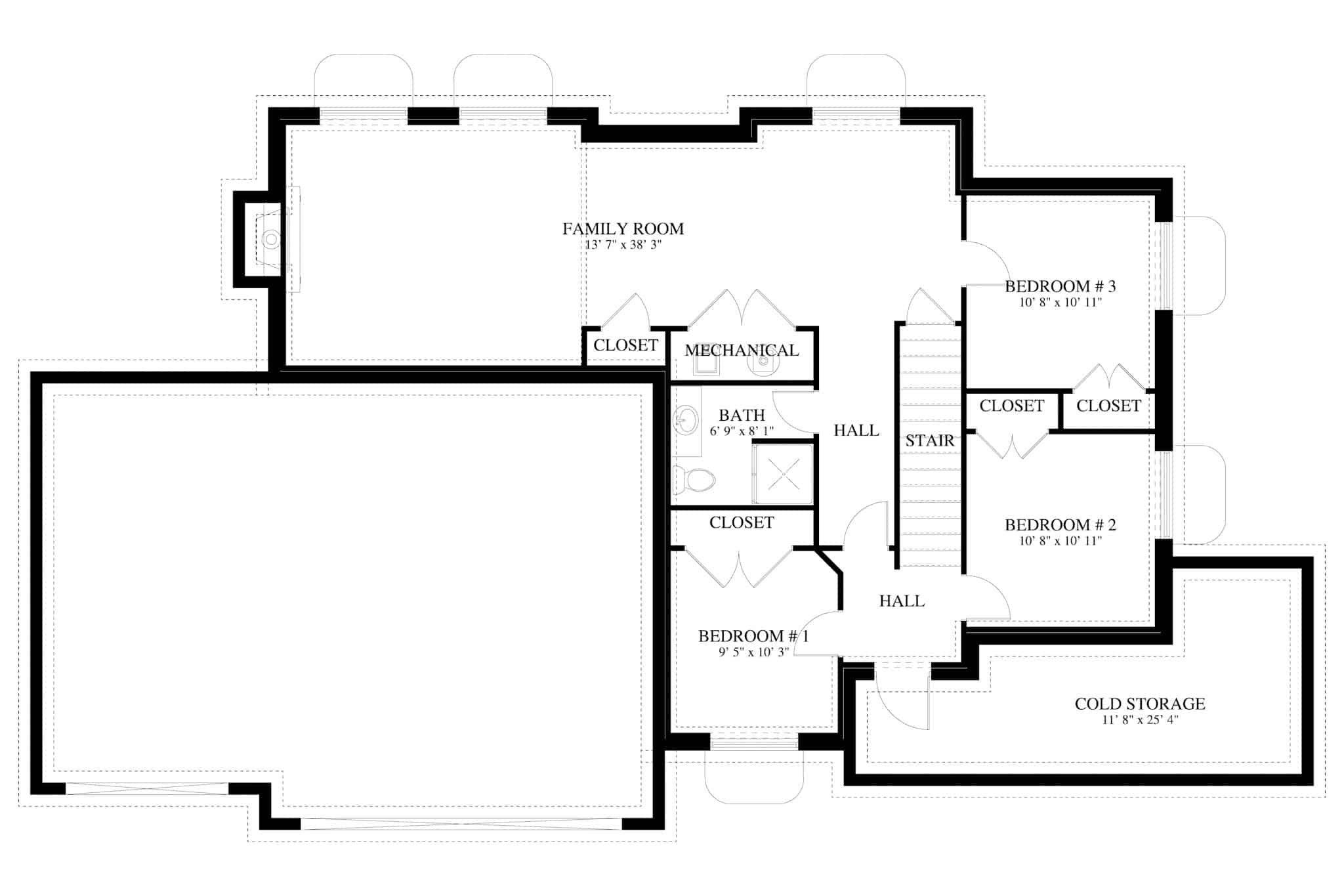 Basement of Modern Farmhouse Plan #187-1198