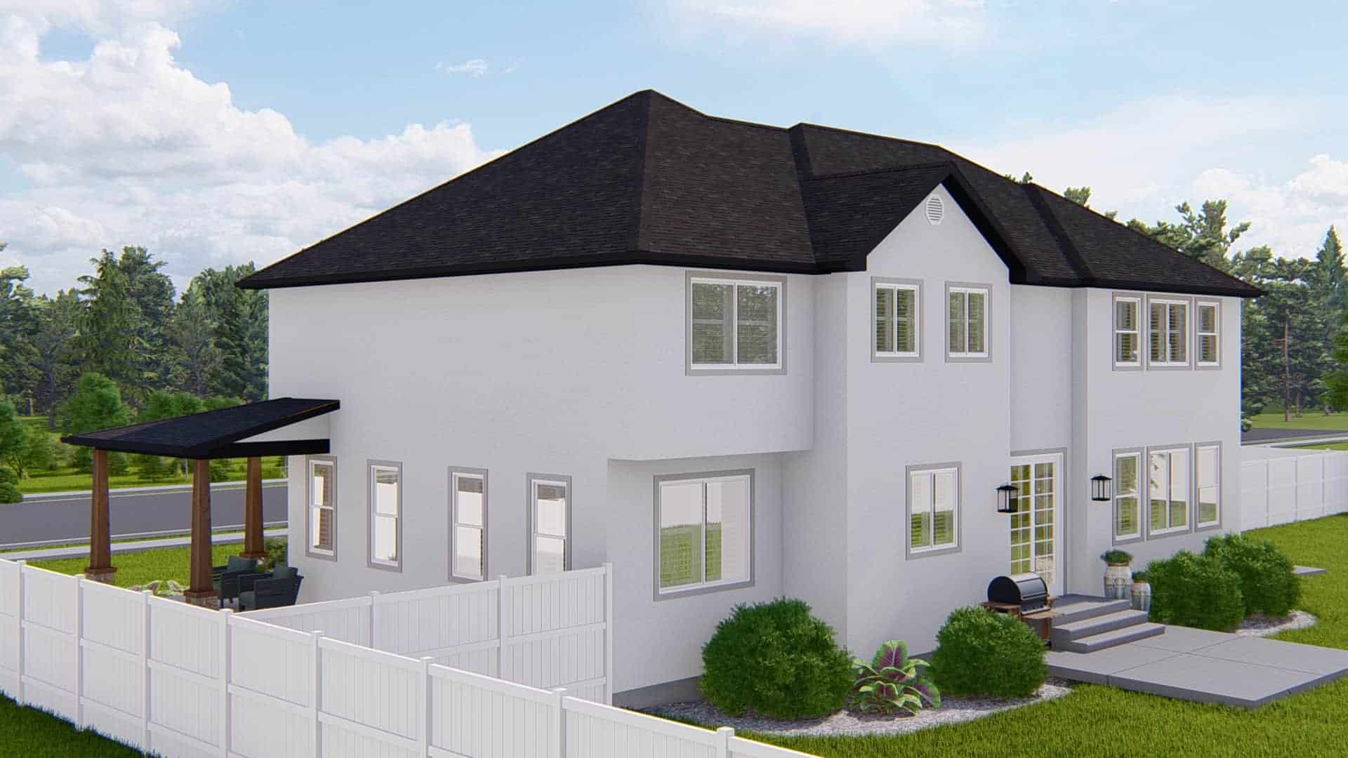 Rear View of this 4-Bedroom,2857 Sq Ft Plan -187-1198