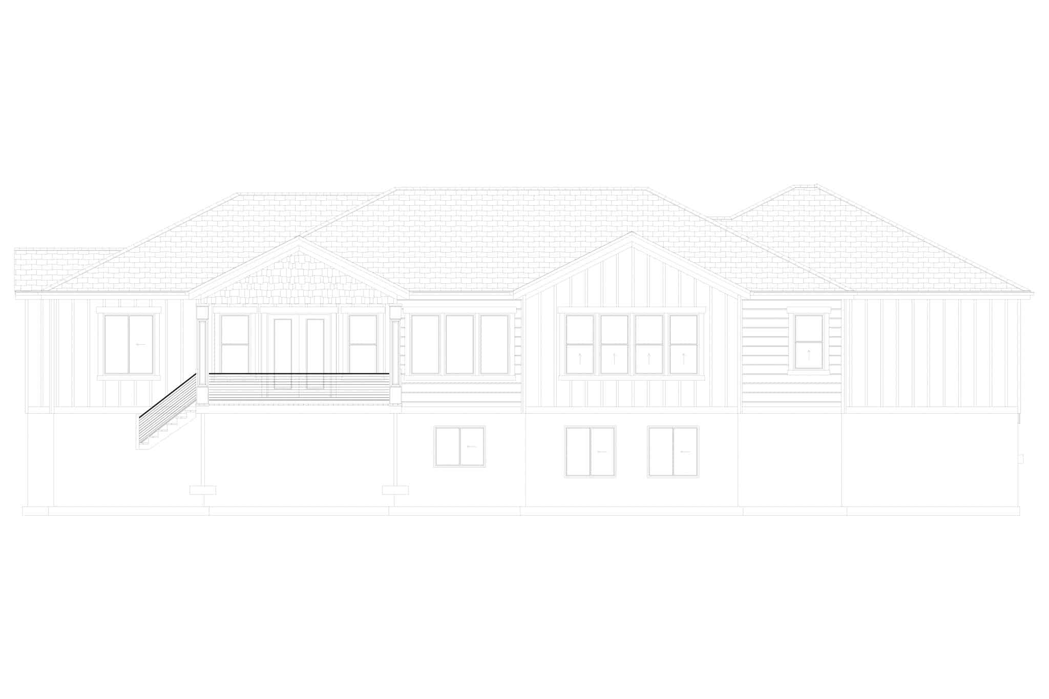 Home Plan Rear Elevation of this 3-Bedroom,2734 Sq Ft Plan -187-1203