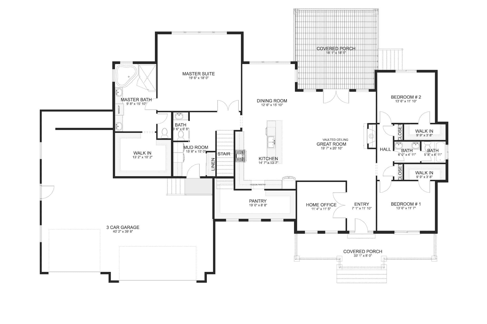 Main Level of Contemporary Plan #187-1203