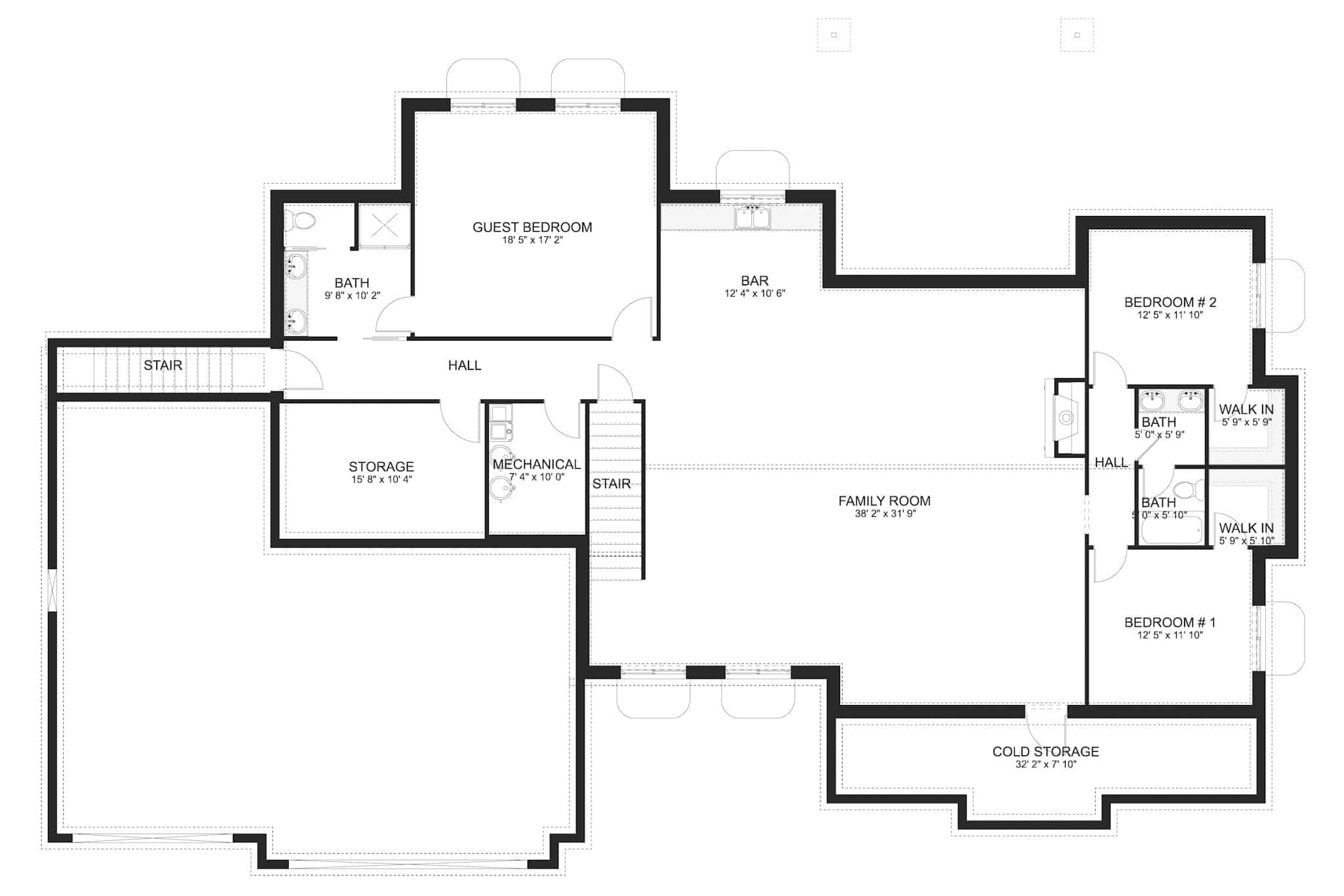 Basement of Contemporary Plan #187-1203