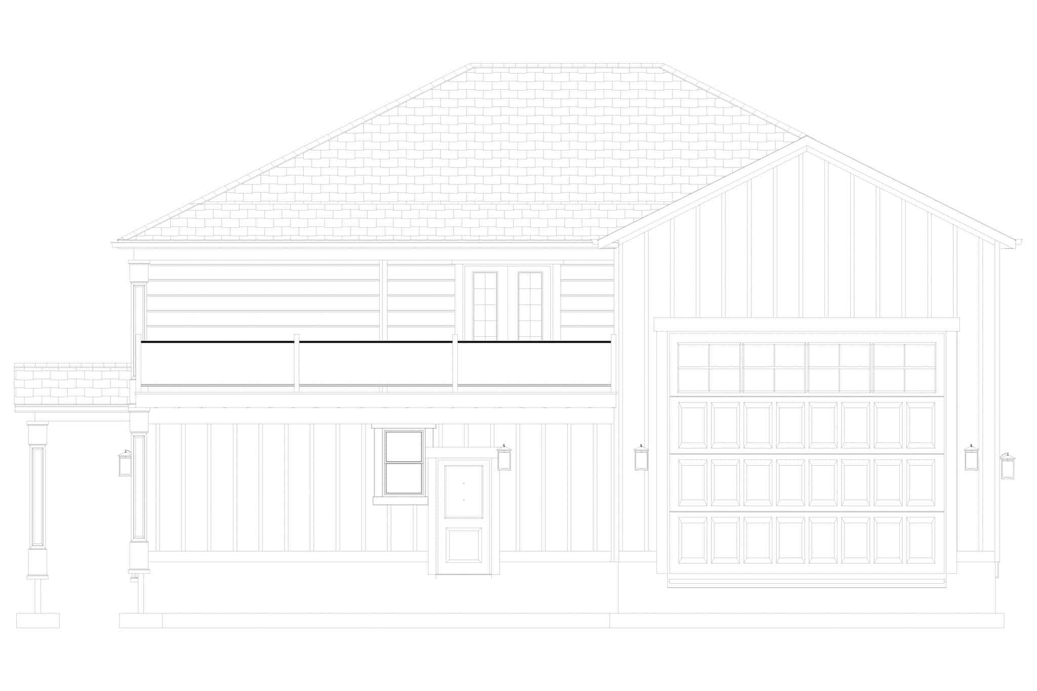 Home Plan Rear Elevation of this 1-Bedroom,967 Sq Ft Plan -187-1204