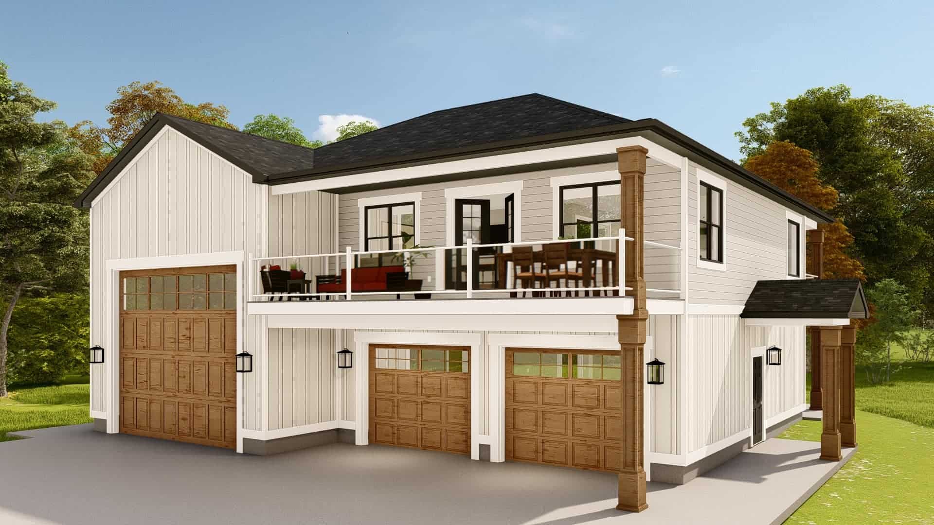 Right Side View of this 1-Bedroom,967 Sq Ft Plan -187-1204