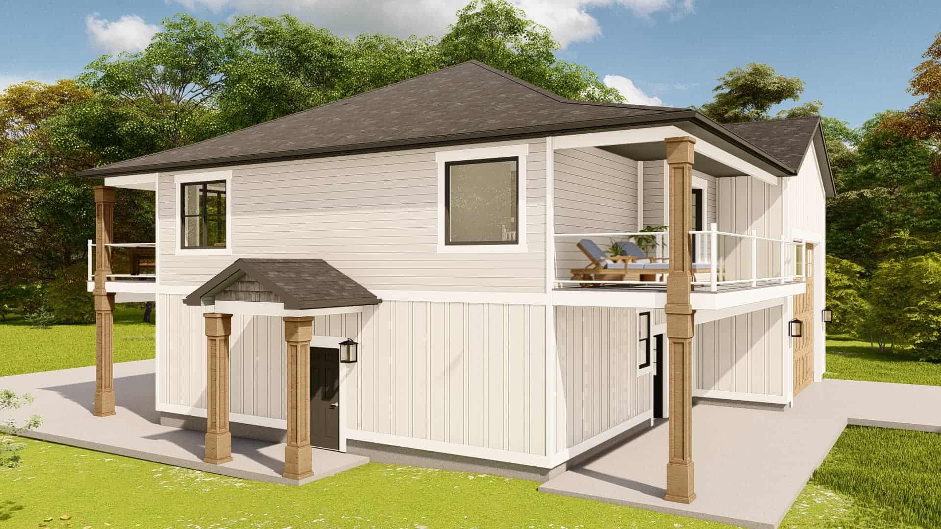 Right Side View of this 1-Bedroom,967 Sq Ft Plan -187-1204