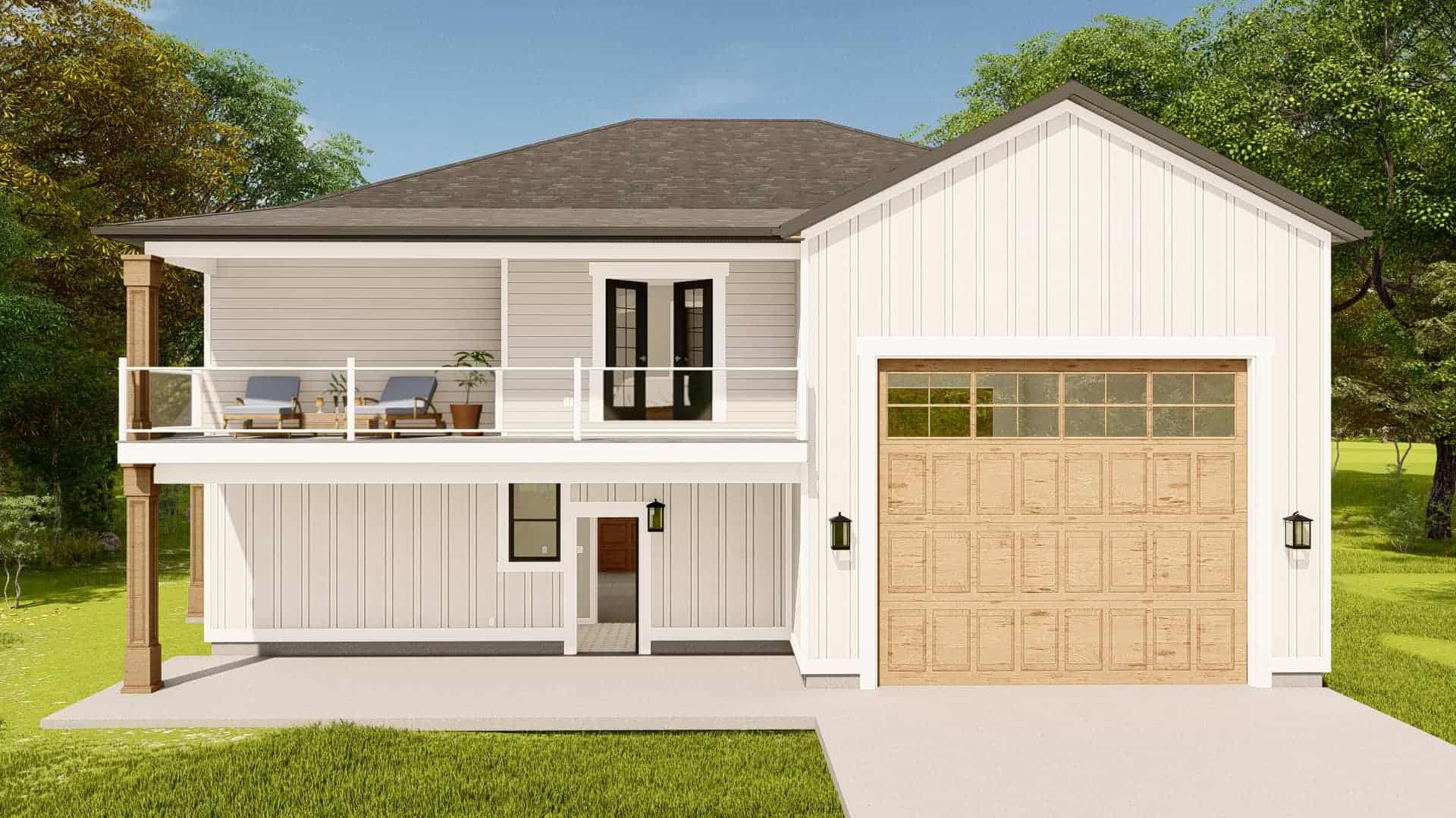 Rear View of this 1-Bedroom,967 Sq Ft Plan -187-1204