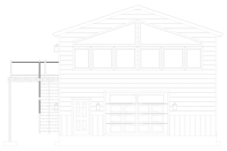 Home Plan Rear Elevation of this 2-Bedroom,1096 Sq Ft Plan -187-1206
