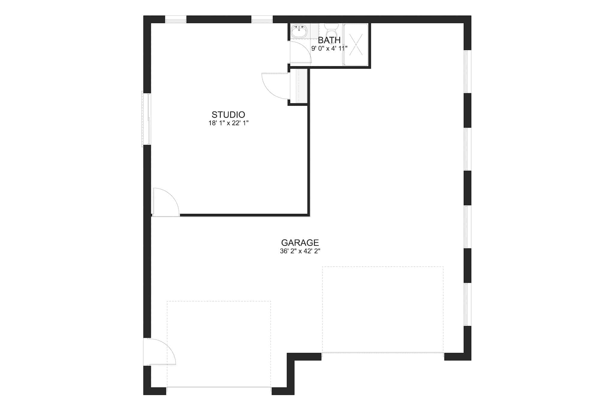 Main Level of Garage w/Apartments Plan #187-1209