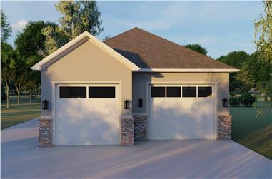 1-Bedroom, 1 Sq Ft Garage w/Apartments House Plan - 187-1209 - Front Exterior