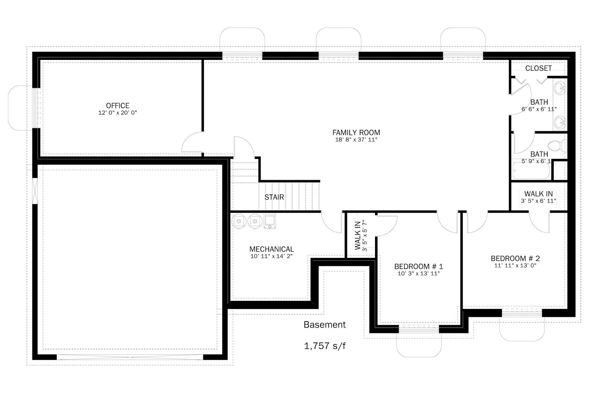 Basement of Traditional Plan #187-1235
